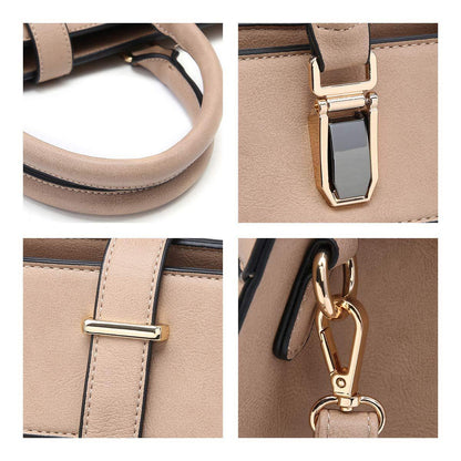 Women Flap-over Belt Top Handle Tote Satchel Purse Work Bag Matching Wristlet bag l Dasein - Dasein Bags