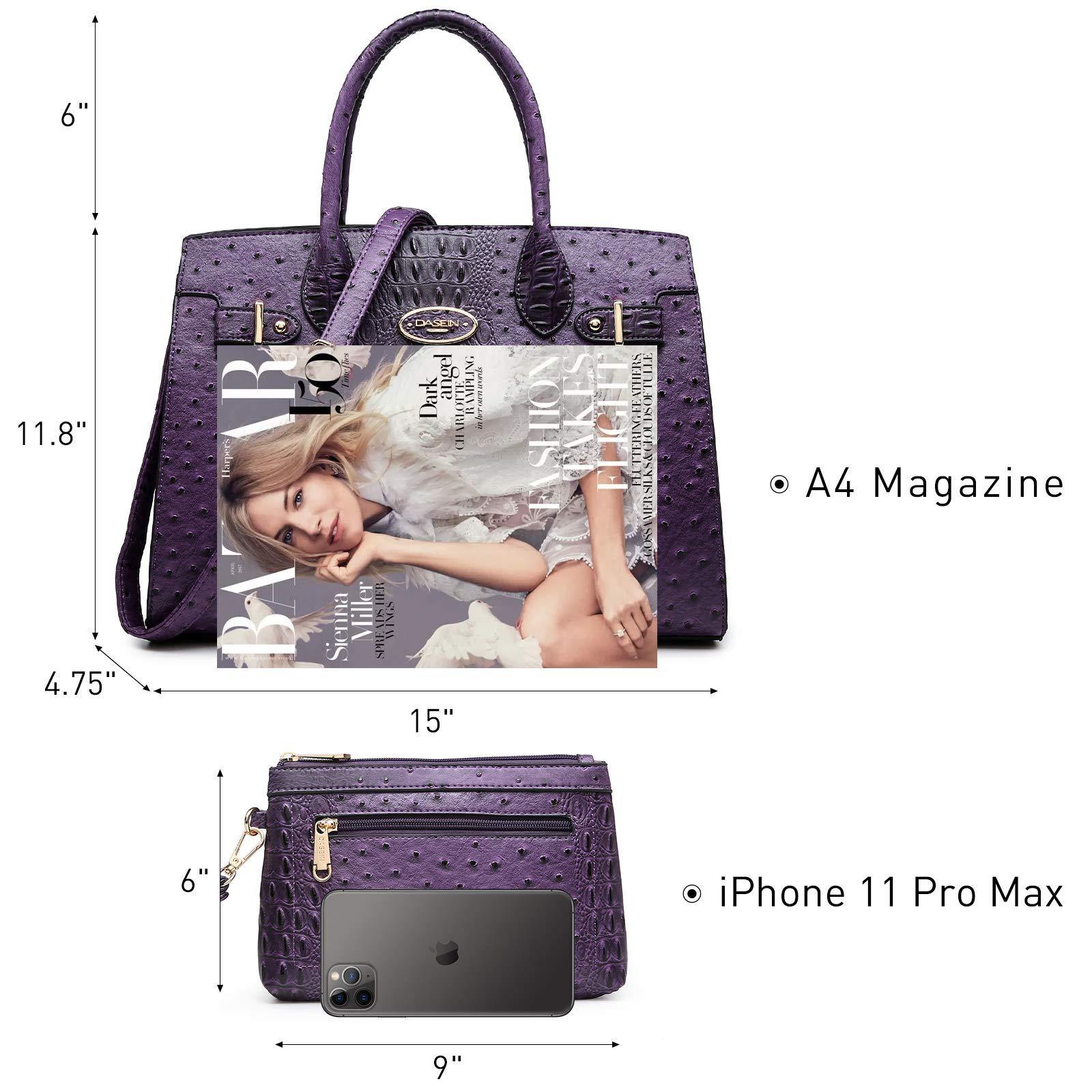 Fashion embossed Shoulder Top Handle Satchel Tote Bag with Matching Clutch l Dasein - Dasein Bags