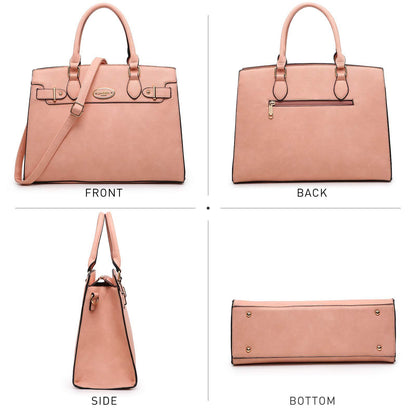 Ladies Shoulder Bag Top Handle Satchel Tote Work Bag with Matching Clutch l Dasein - Dasein Bags