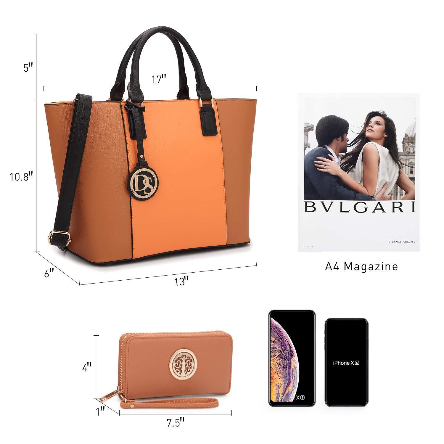 Fashion Stitching Color Large Tote Bag with Matching Wallet l Dasein - Dasein Bags