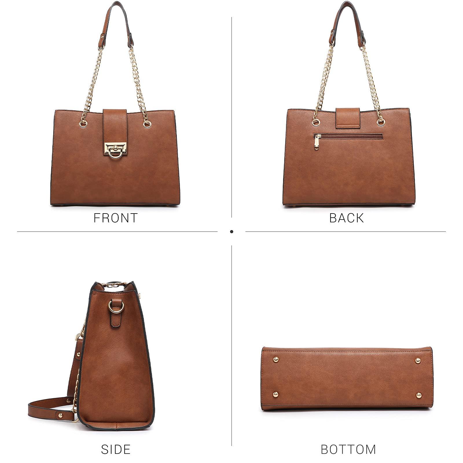 Women Fashion Chain Fashion Belt lock Tote Bags With Matching Clutch Dasein - Dasein Bags