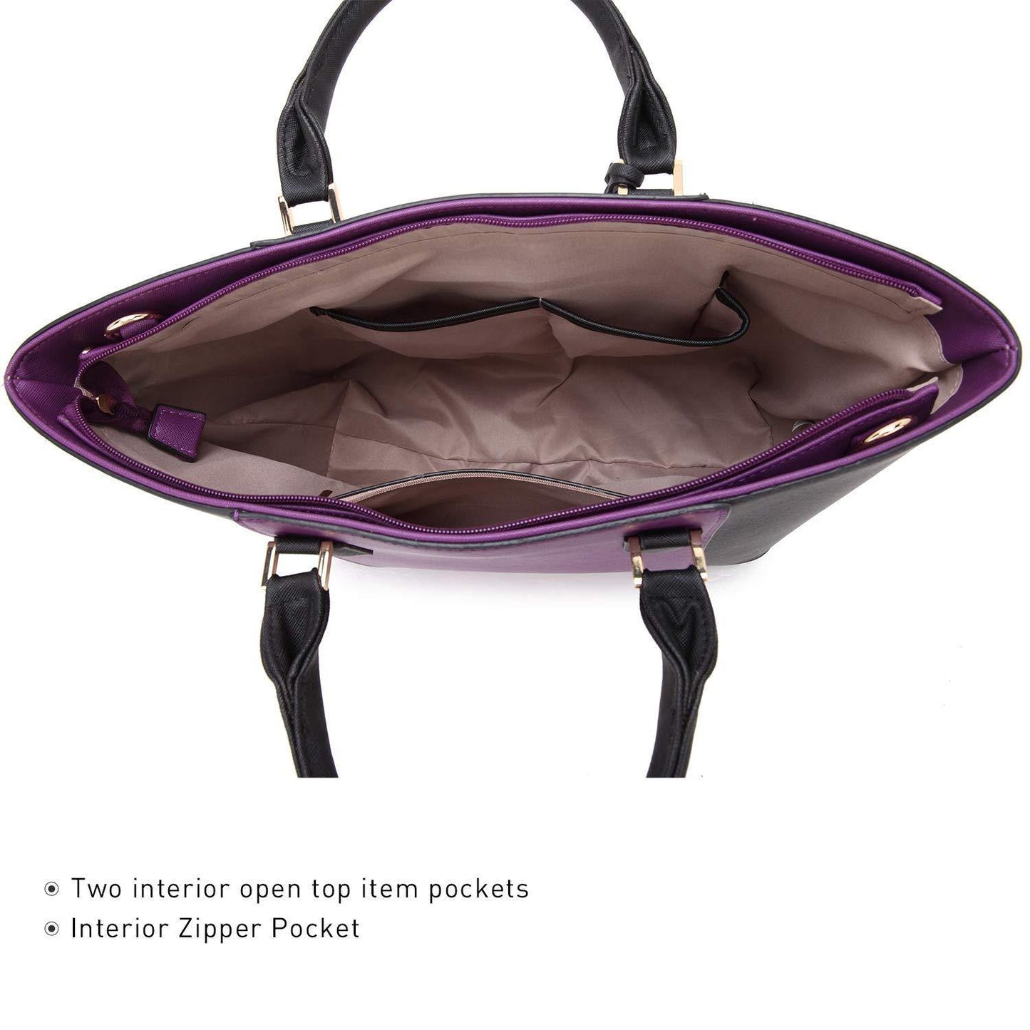 Fashion Stitching Color Large Tote Bag with Matching Wallet l Dasein - Dasein Bags