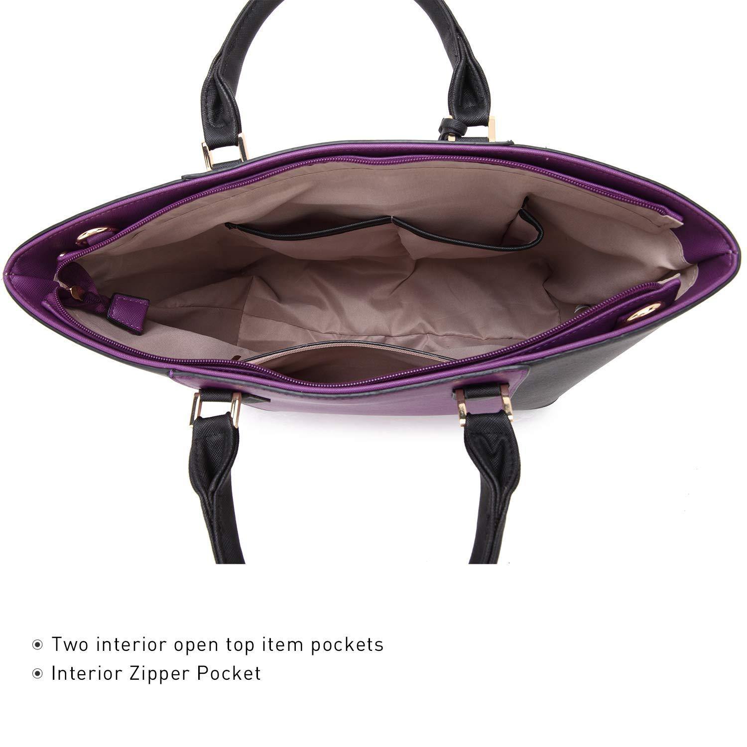 Fashion Stitching Color Large Tote Bag with Matching Wallet l Dasein - Dasein Bags