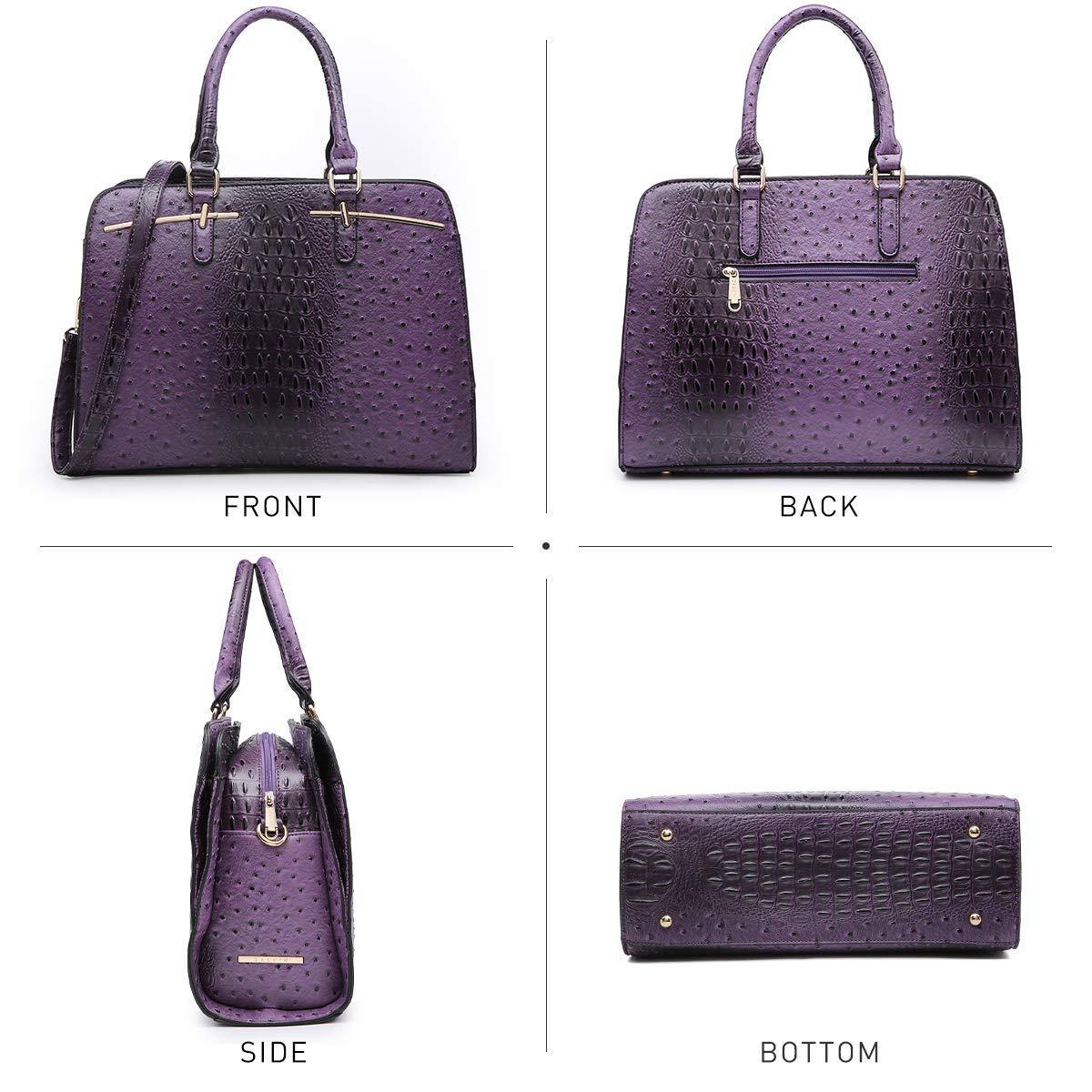 Fashion Embossed Pattern Two Tone Handbag with Matching Wallet l Dasein - Dasein Bags