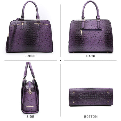 Fashion Embossed Pattern Two Tone Handbag with Matching Wallet l Dasein - Dasein Bags