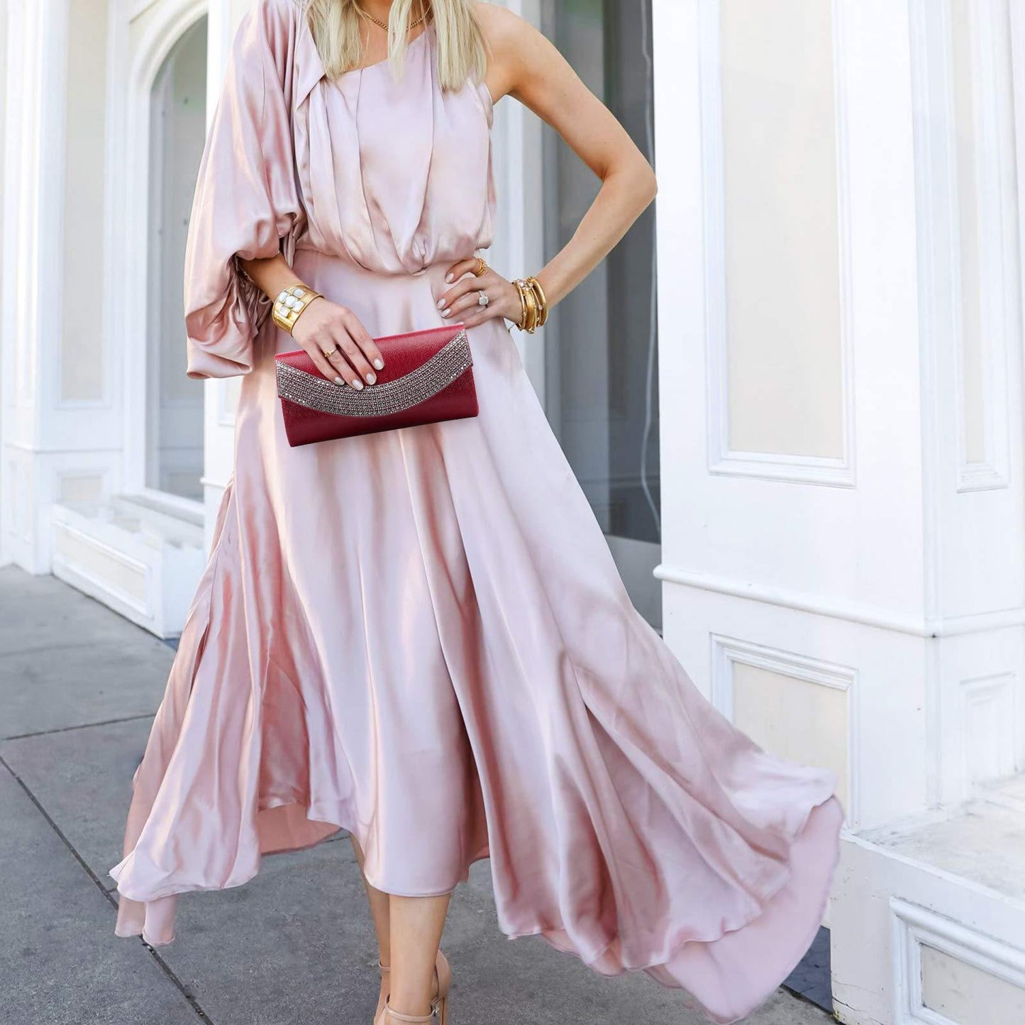 PU Leather Rhinestone Evening Bags Formal Wedding Party Purse Dasein - Dasein Bags