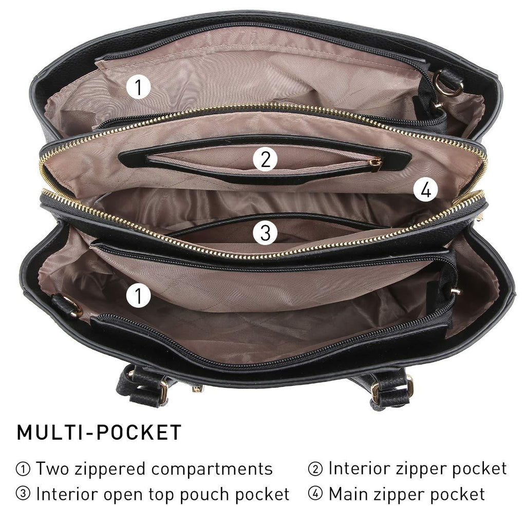 Padlock Two-Tone Satchel with Matching Wristlet - Dasein Bags