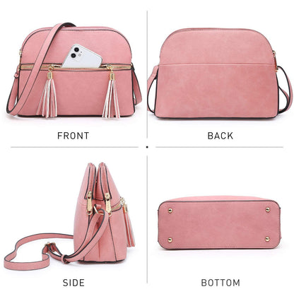 Tassel Front Zipper Crossbody Bag - Dasein Bags