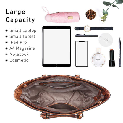 Fashion Embossed Pattern Tote with Matching Wallet - Dasein Bags