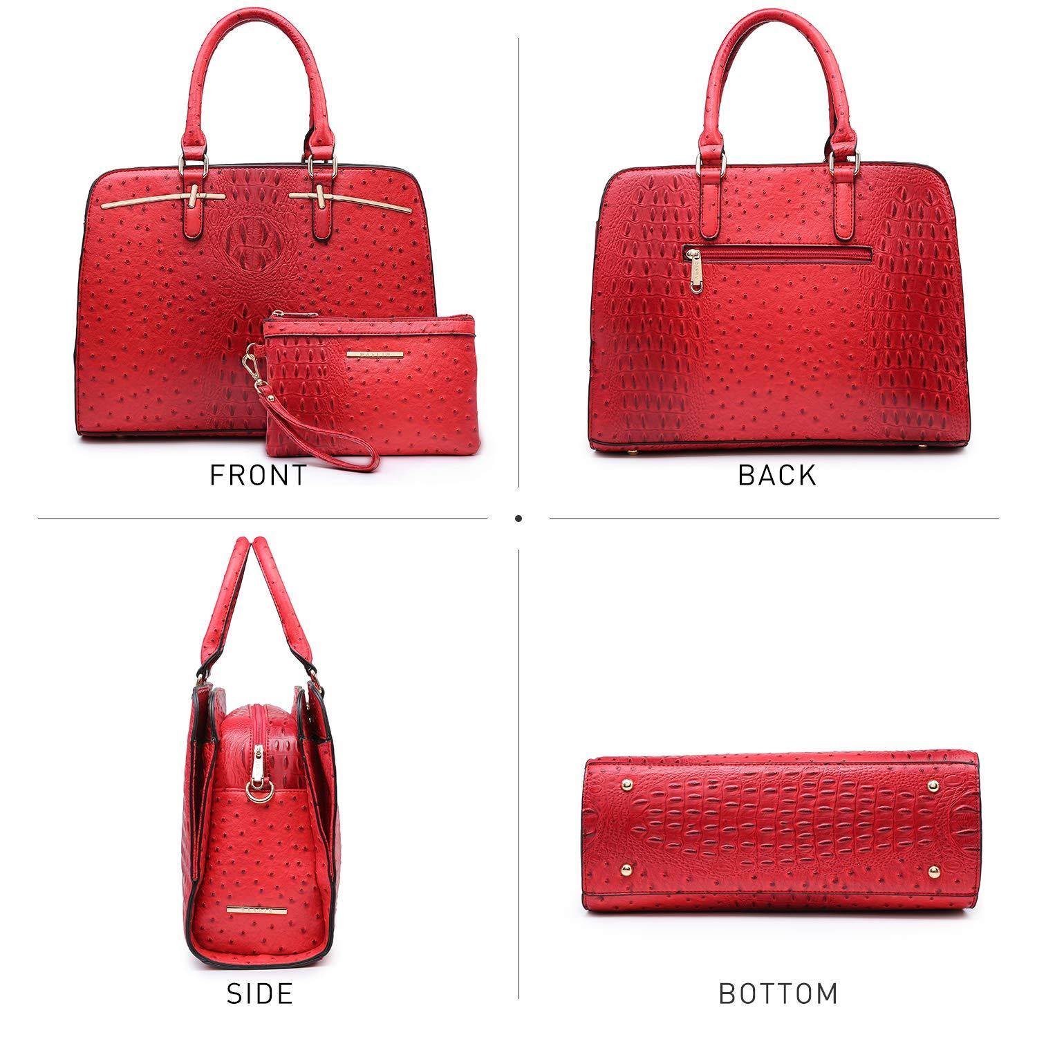 Fashion Embossed Pattern Two Tone Handbag with Matching Wallet l Dasein - Dasein Bags