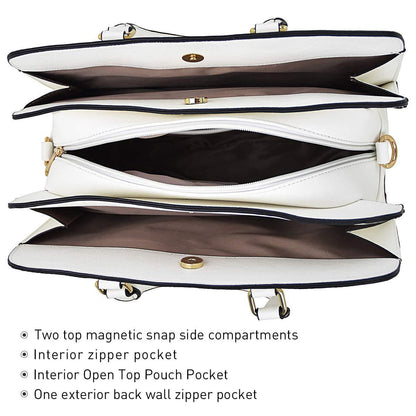 Gold-Tone Hardware Vegan Leather Textured Handbag with Matching Wallet l Dasein - Dasein Bags