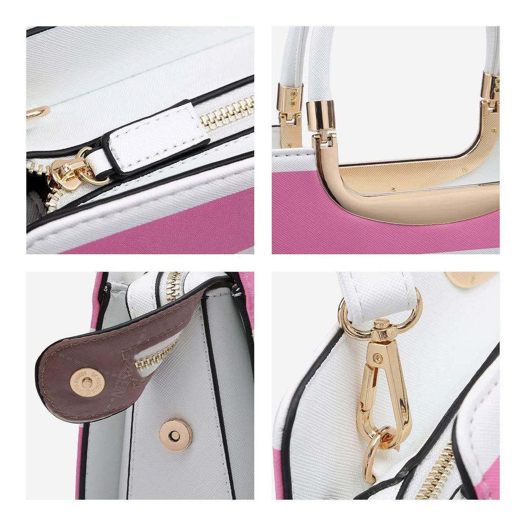 Saffiano Striped Briefcase Handbag - Dasein Bags