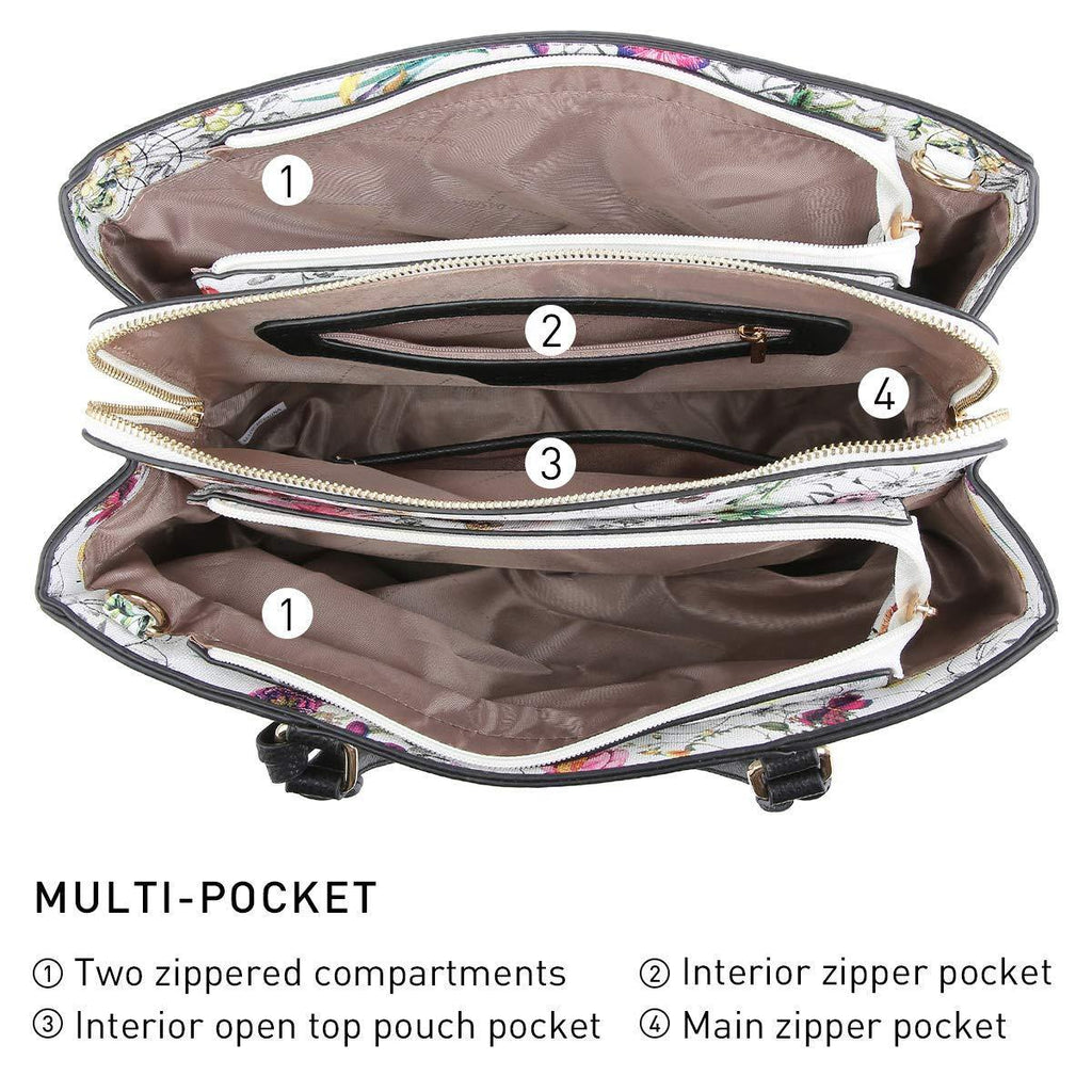 Padlock Two-Tone Satchel with Matching Wristlet - Dasein Bags