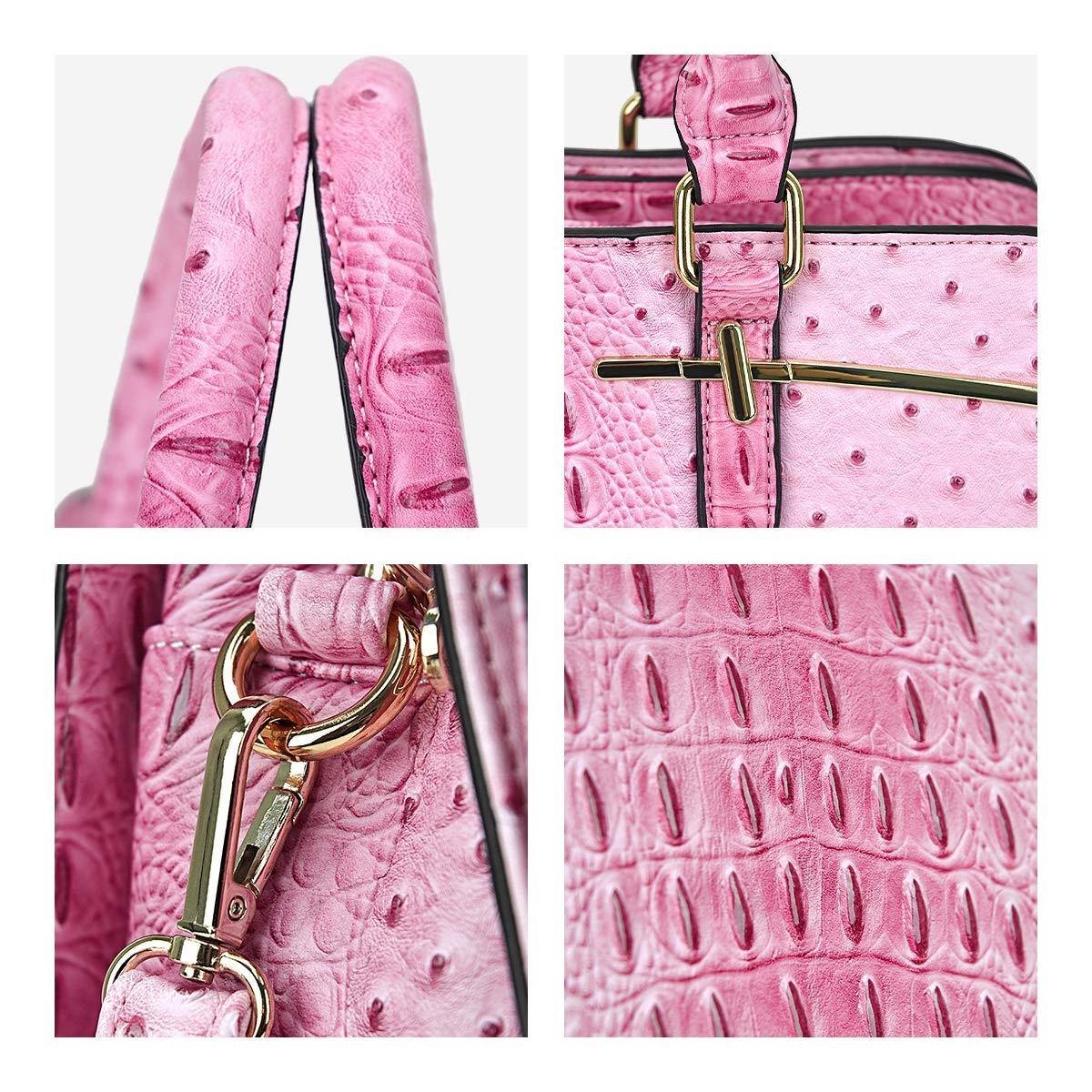 Fashion Embossed Pattern Two Tone Handbag with Matching Wallet l Dasein - Dasein Bags