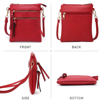 Lightweight Functional Multi Pocket Vegan Leather Shoulder Crossbody Bag l Dasein - Dasein Bags