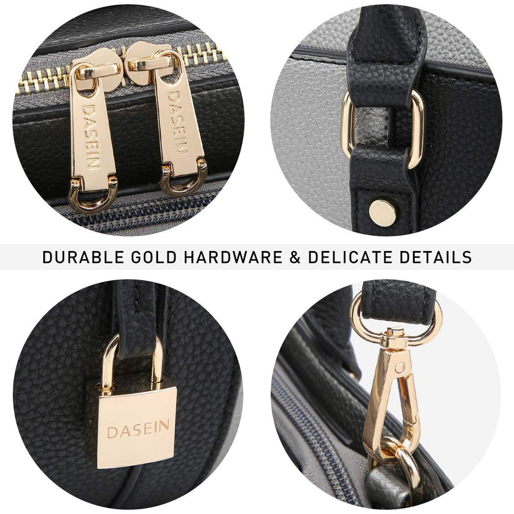 Padlock Two-Tone Satchel with Matching Wristlet - Dasein Bags