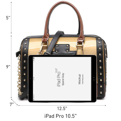 Shiny Patent Handbags Barrel Top Handle Bag for Women l Dasein - Dasein Bags