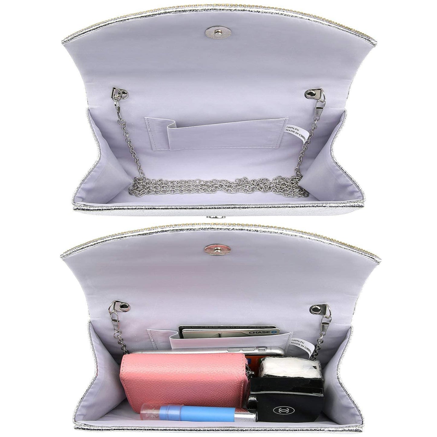 PU Leather Rhinestone Evening Bags Formal Wedding Party Purse Dasein - Dasein Bags