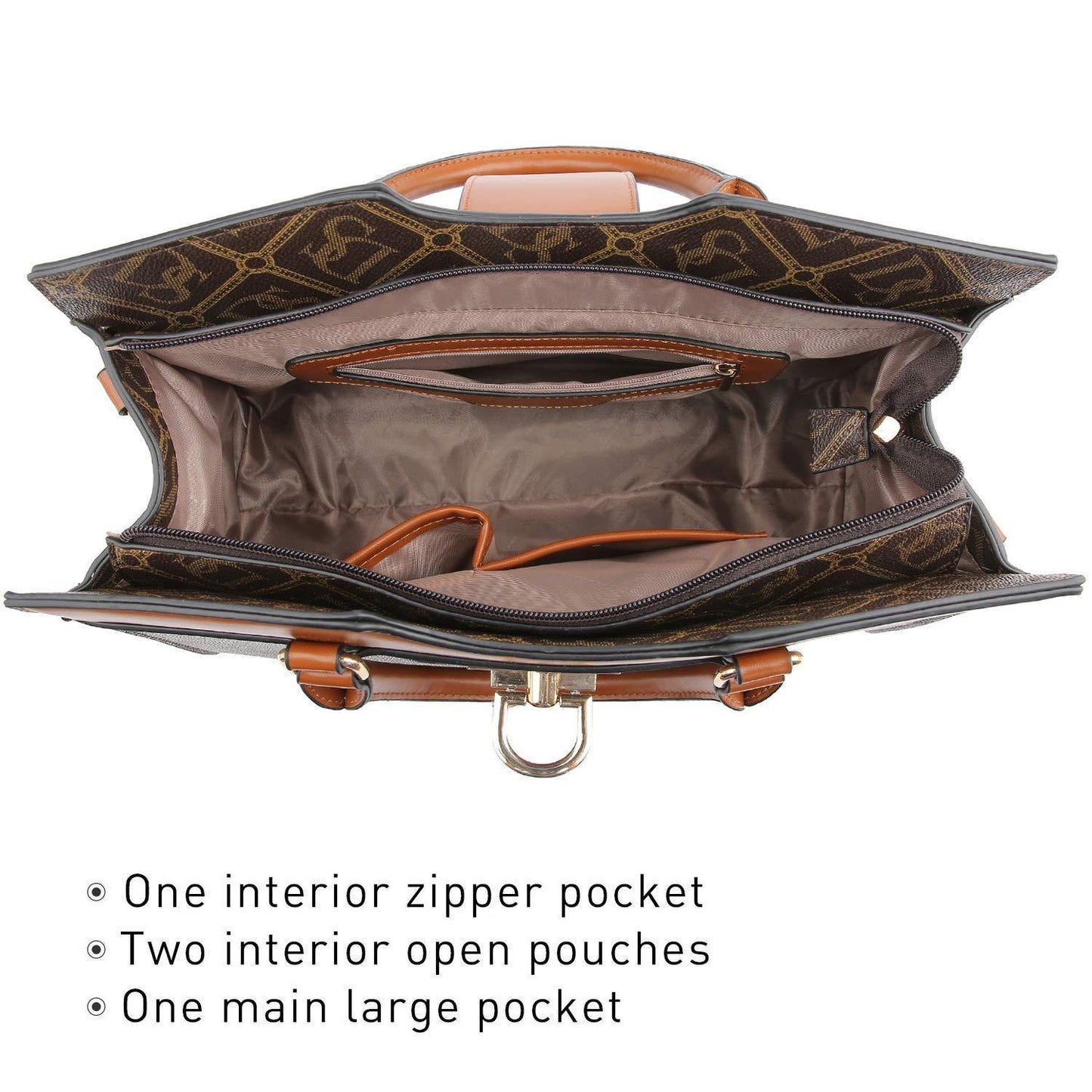 Monogram Flap Satchel with Matching Wristlet - Dasein Bags