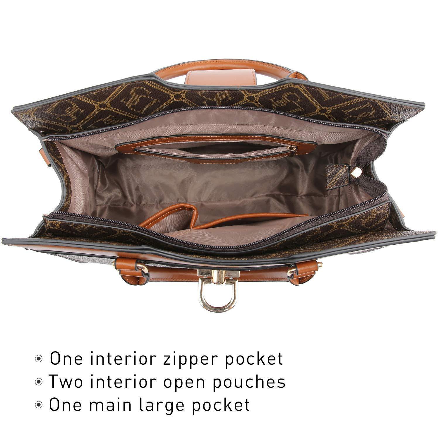 Monogram Flap Satchel with Matching Wristlet - Dasein Bags