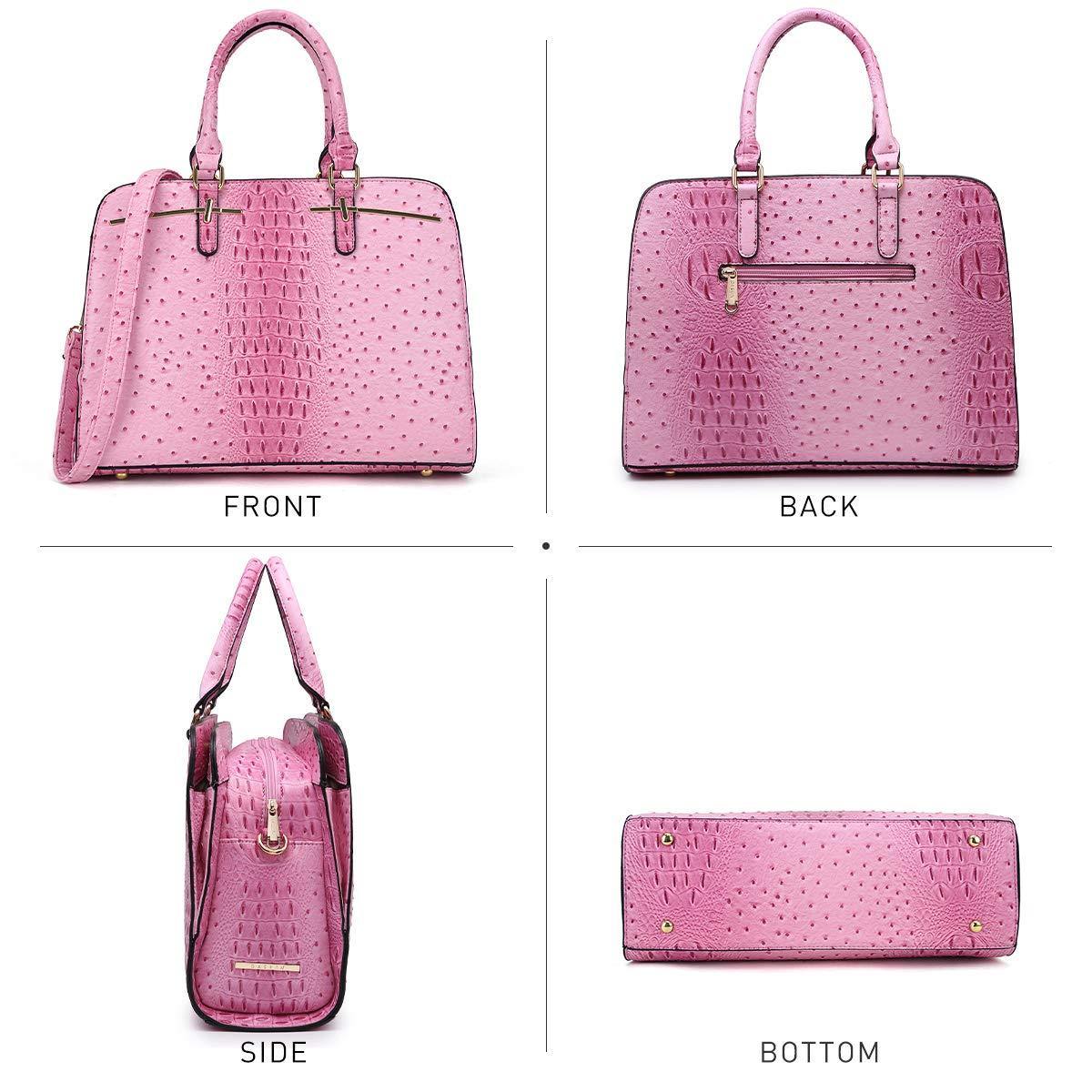 Fashion Embossed Pattern Two Tone Handbag with Matching Wallet l Dasein - Dasein Bags