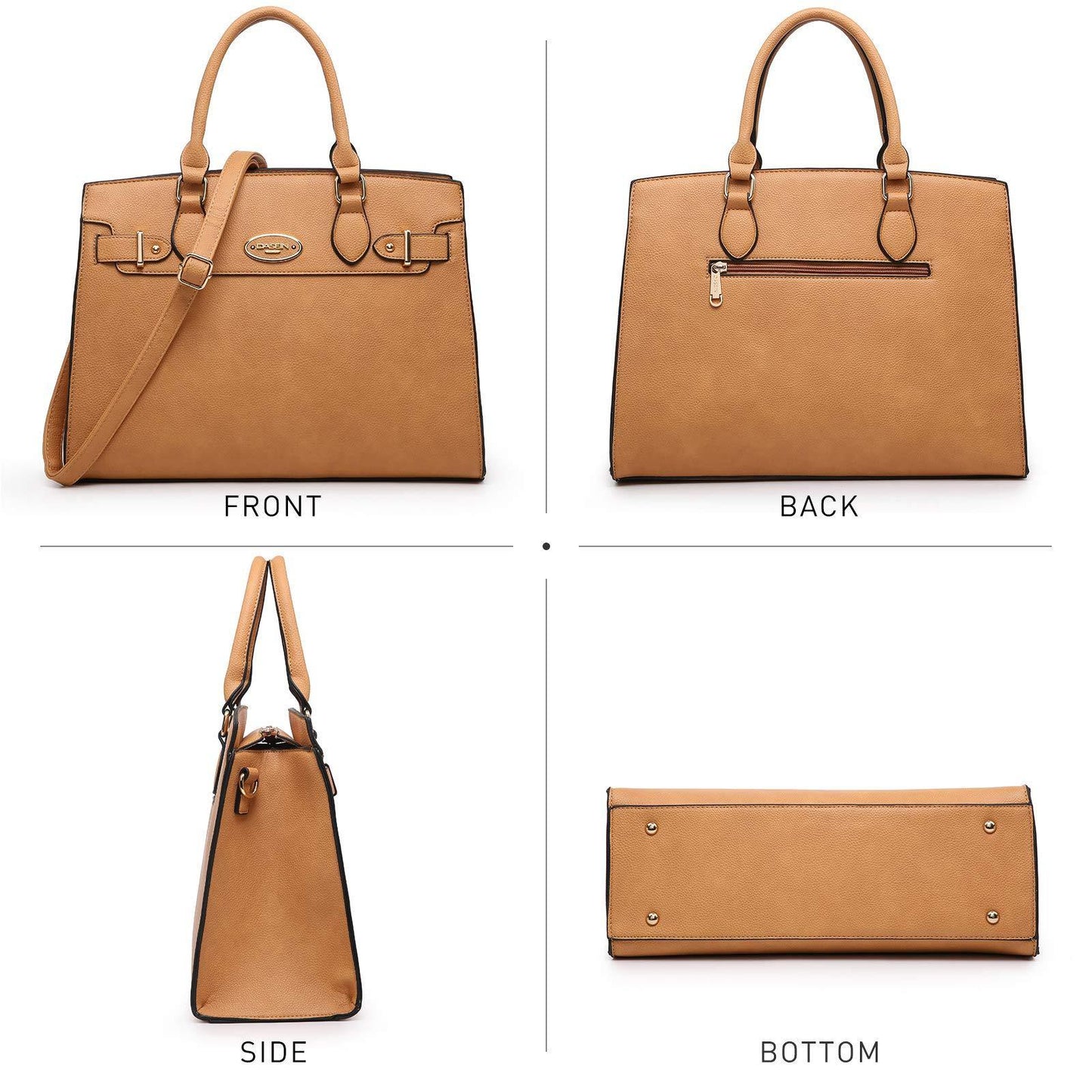 Ladies Shoulder Bag Top Handle Satchel Tote Work Bag with Matching Clutch l Dasein - Dasein Bags