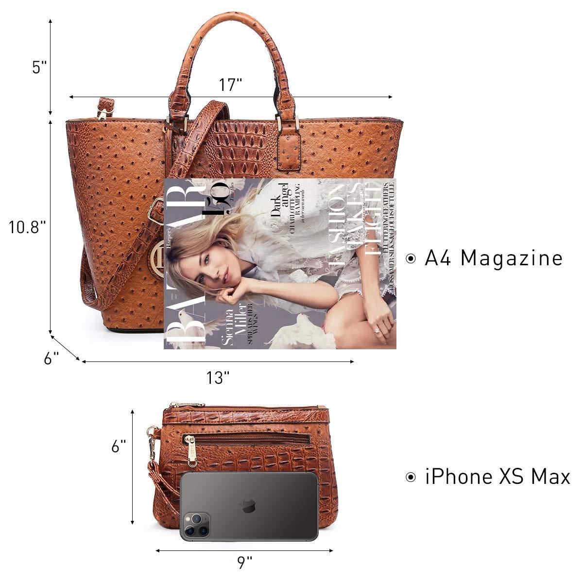 Fashion Embossed Pattern Tote with Matching Wallet - Dasein Bags