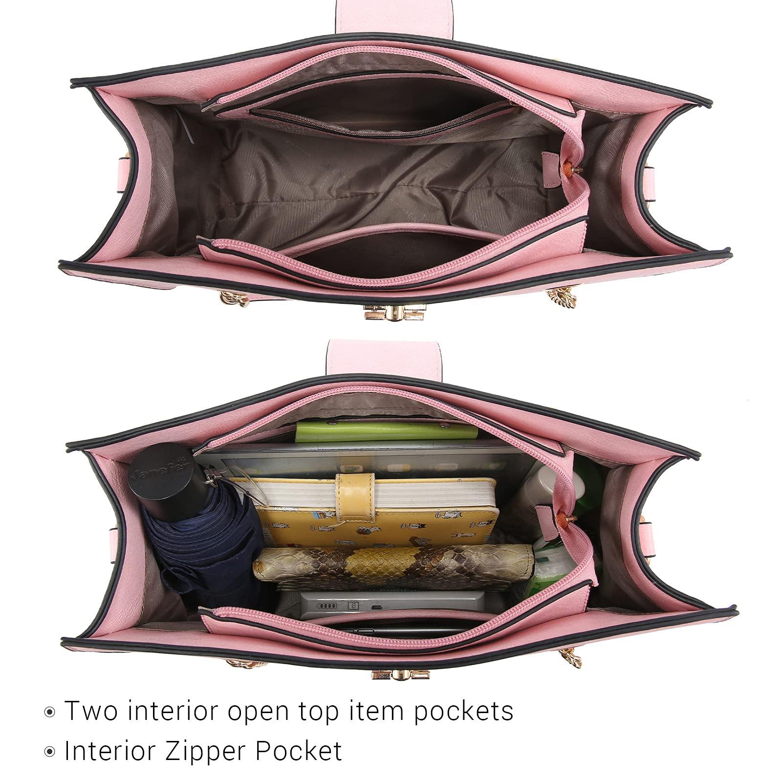 Women Fashion Chain Fashion Belt lock Tote Bags With Matching Clutch Dasein - Dasein Bags