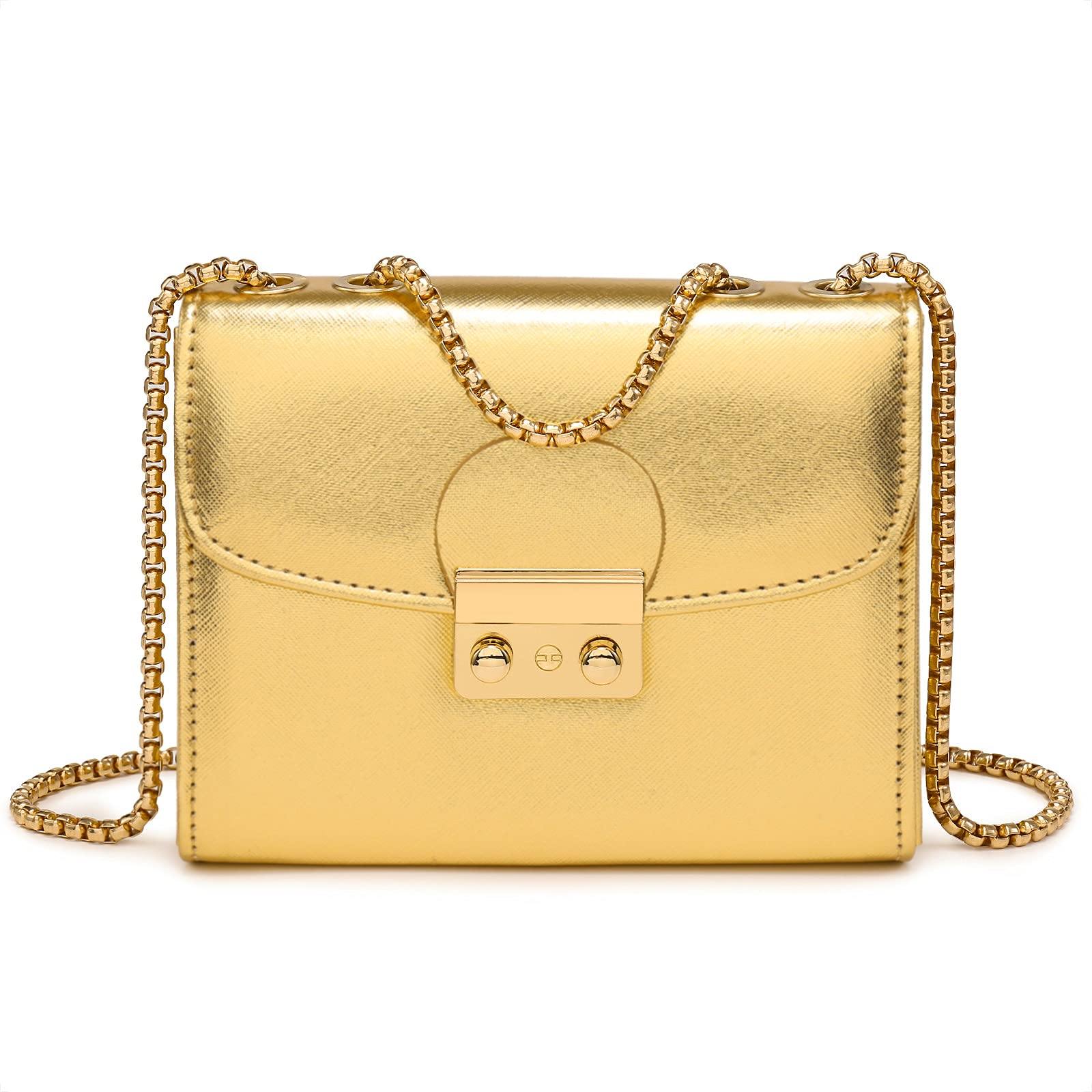 Push Lock Lightweight Vegan Leather Crossbody Bag With Chain Strap By Dasein - Dasein Bags