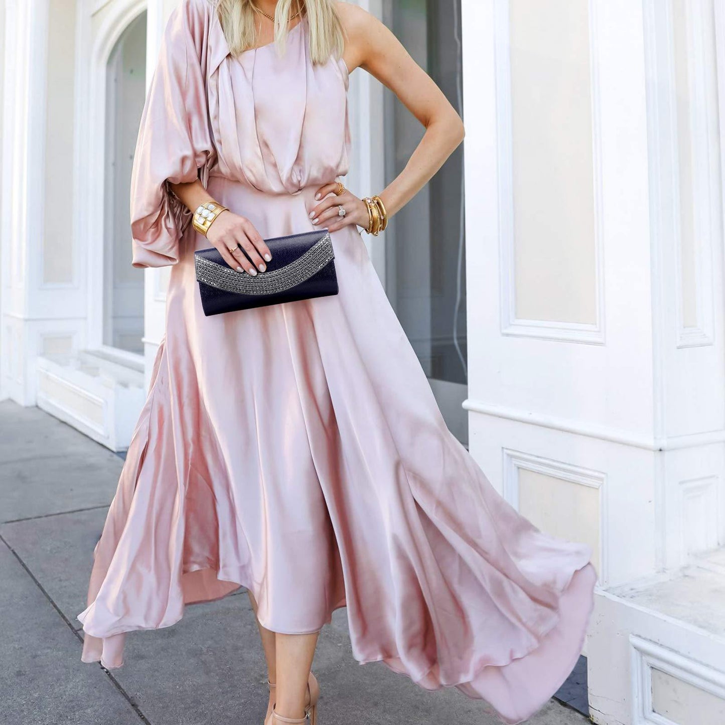 PU Leather Rhinestone Evening Bags Formal Wedding Party Purse Dasein - Dasein Bags