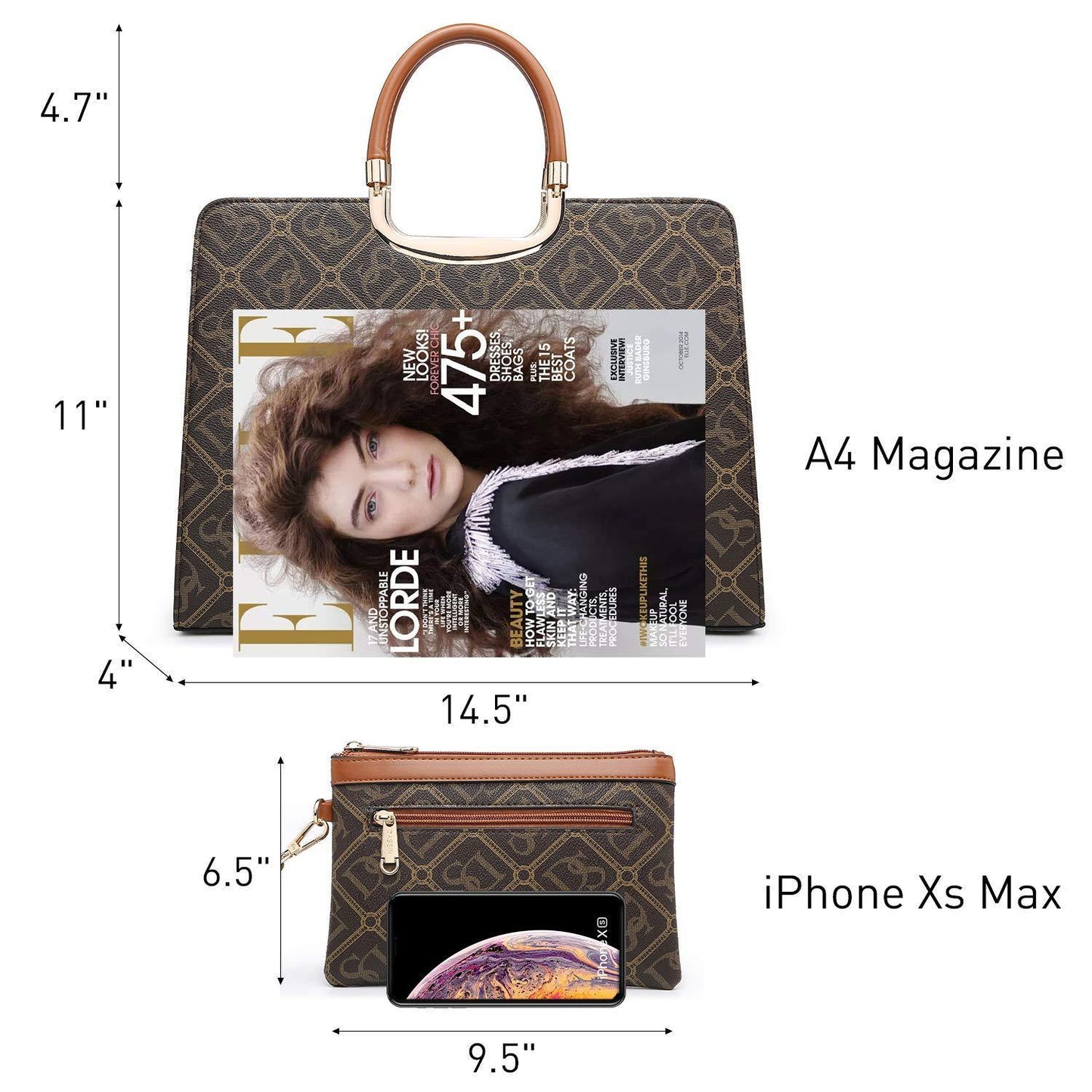 Monogram Briefcase with Matching Wristlet - Dasein Bags
