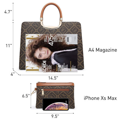 Monogram Briefcase with Matching Wristlet - Dasein Bags