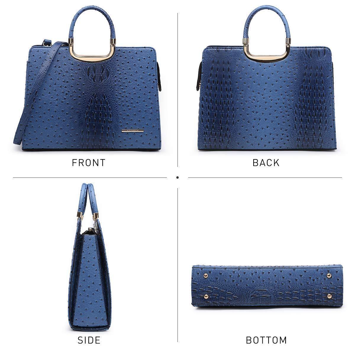 Embossed Pattern Top Handle Handbag with Matching Wallet - Dasein Bags