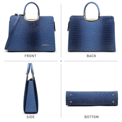 Embossed Pattern Top Handle Handbag with Matching Wallet - Dasein Bags