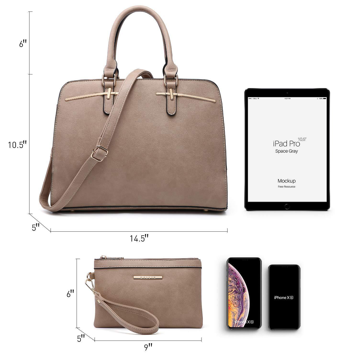 Gold-Tone Hardware Vegan Leather Textured Handbag with Matching Wallet l Dasein - Dasein Bags