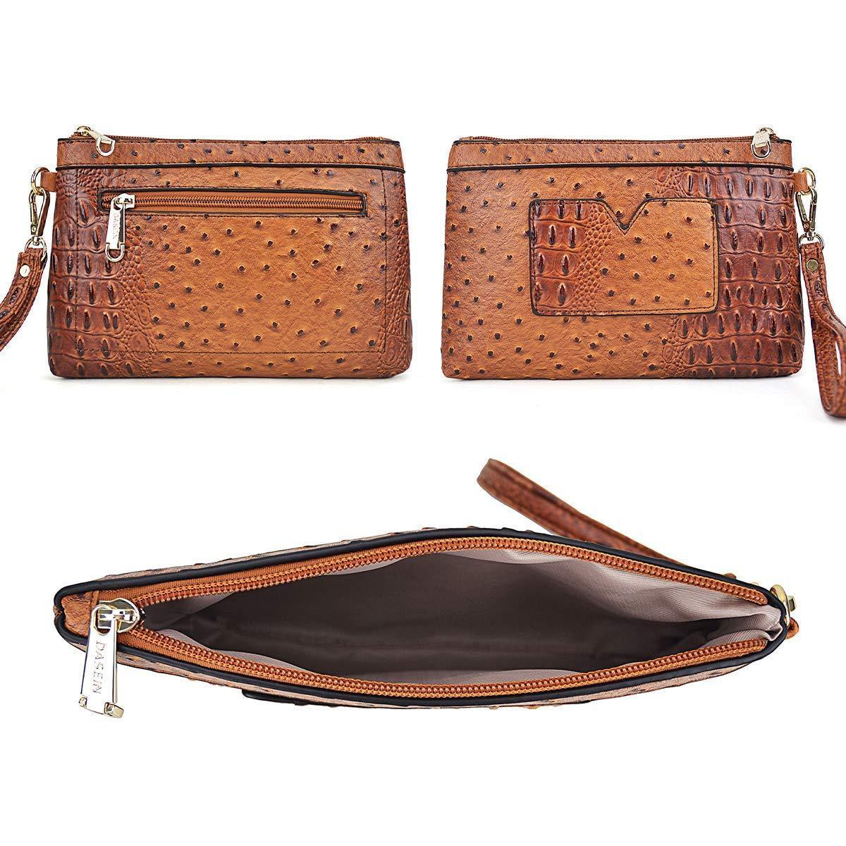 Embossed Pattern Top Handle Handbag with Matching Wallet - Dasein Bags