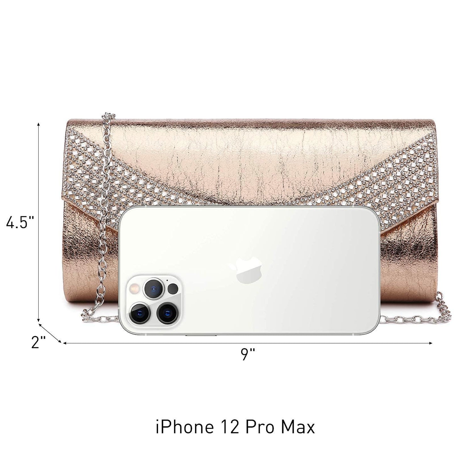 PU Leather Rhinestone Evening Bags Formal Wedding Party Purse Dasein - Dasein Bags