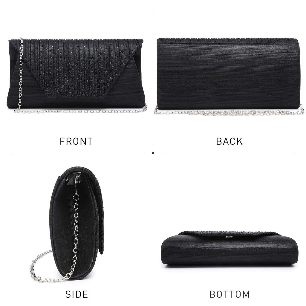 Women Glitter Rhinestone Wedding Evening Purse Envelope Clutch Dasein - Dasein Bags