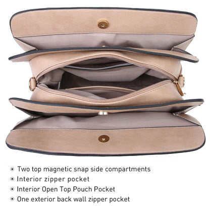 Gold-Tone Hardware Vegan Leather Textured Handbag with Matching Wallet l Dasein - Dasein Bags