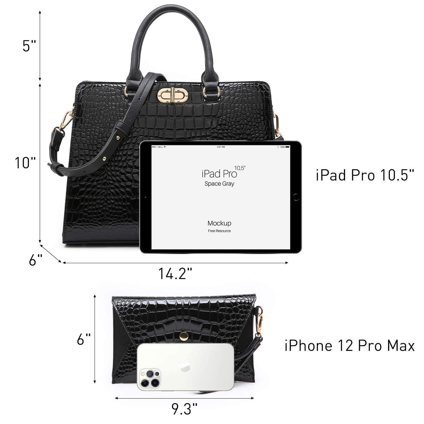 Fashion Pattern Embossed Handbag with Matching Wristlet l Dasein - Dasein Bags