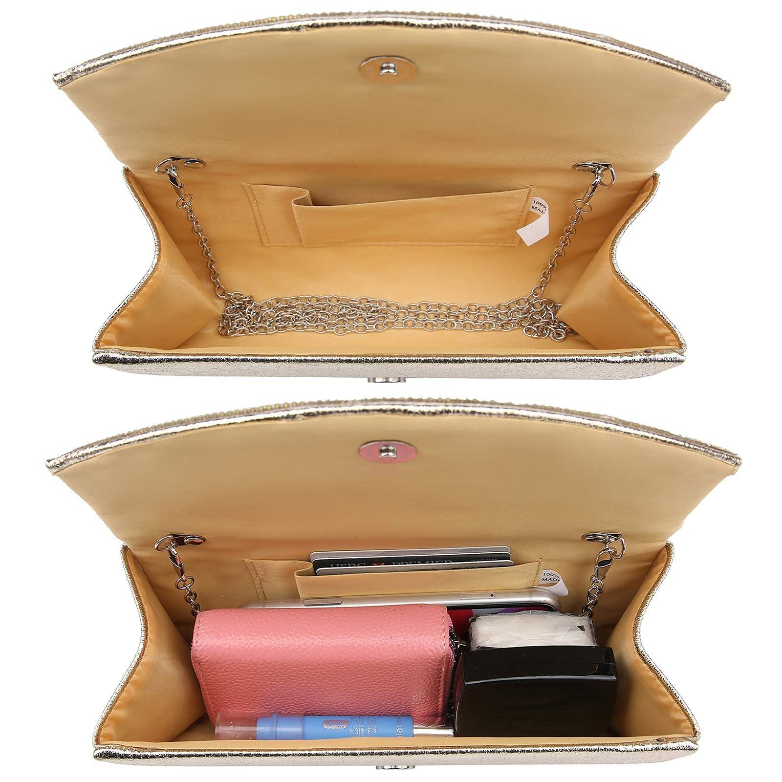 PU Leather Rhinestone Evening Bags Formal Wedding Party Purse Dasein - Dasein Bags