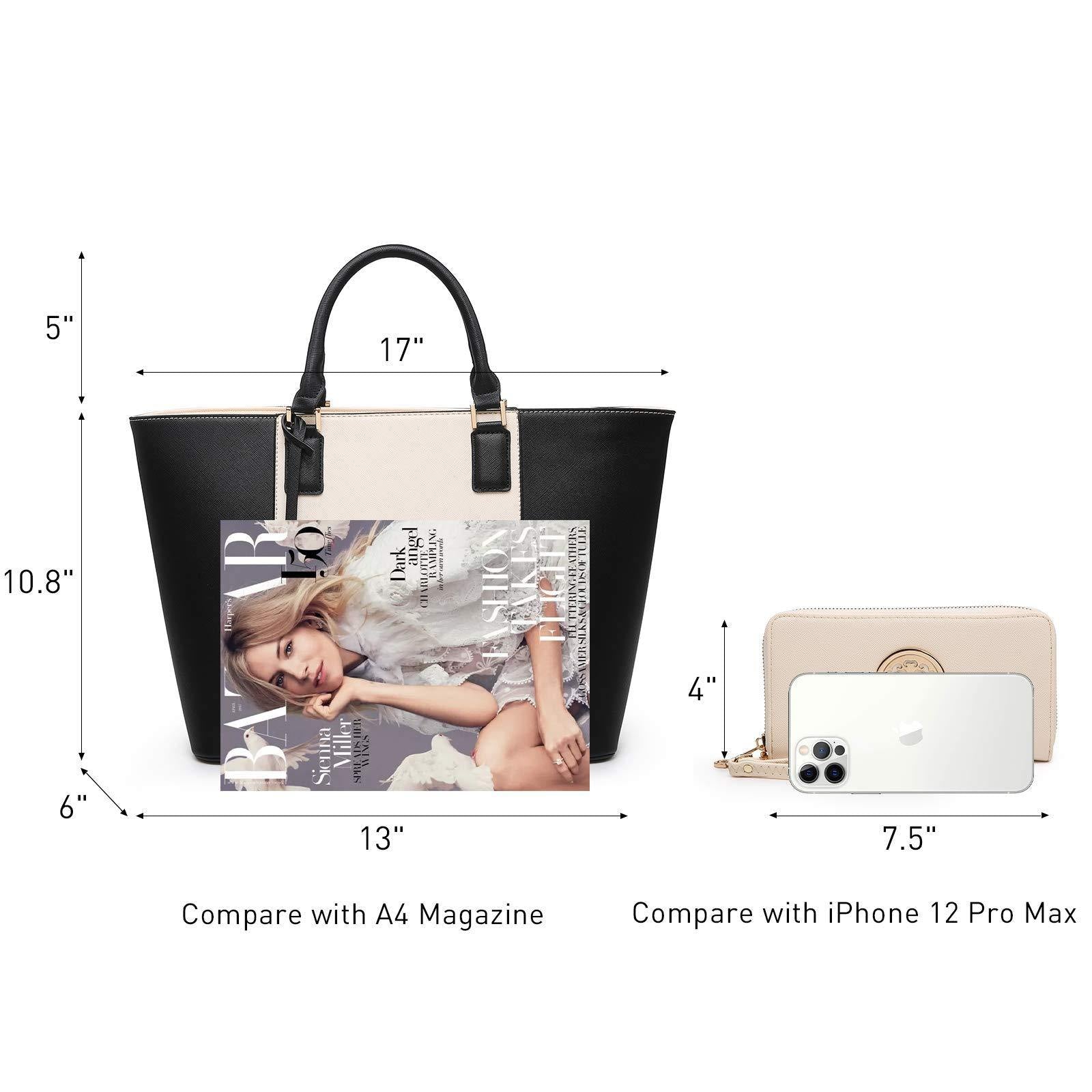 Fashion Stitching Color Large Tote Bag with Matching Wallet l Dasein - Dasein Bags