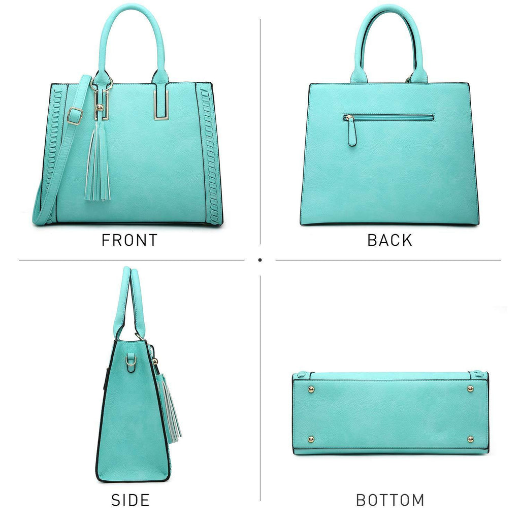 Tassel Weave Two Tone PU Leather Handbag with Matching Wallet l Dasein - Dasein Bags