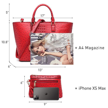 Fashion Embossed Pattern Tote with Matching Wallet - Dasein Bags