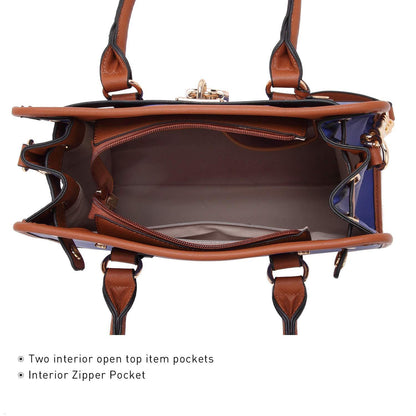 Two-Tone Handbag with Matching Wallet - Dasein Bags