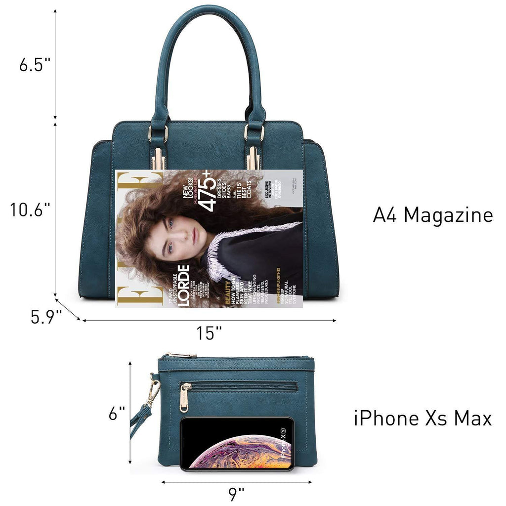 Top Handle Handbag with Matching Wristlet - Dasein Bags