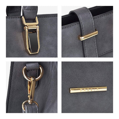 Women Flap-over Belt Top Handle Tote Satchel Purse Work Bag Matching Wristlet bag l Dasein - Dasein Bags