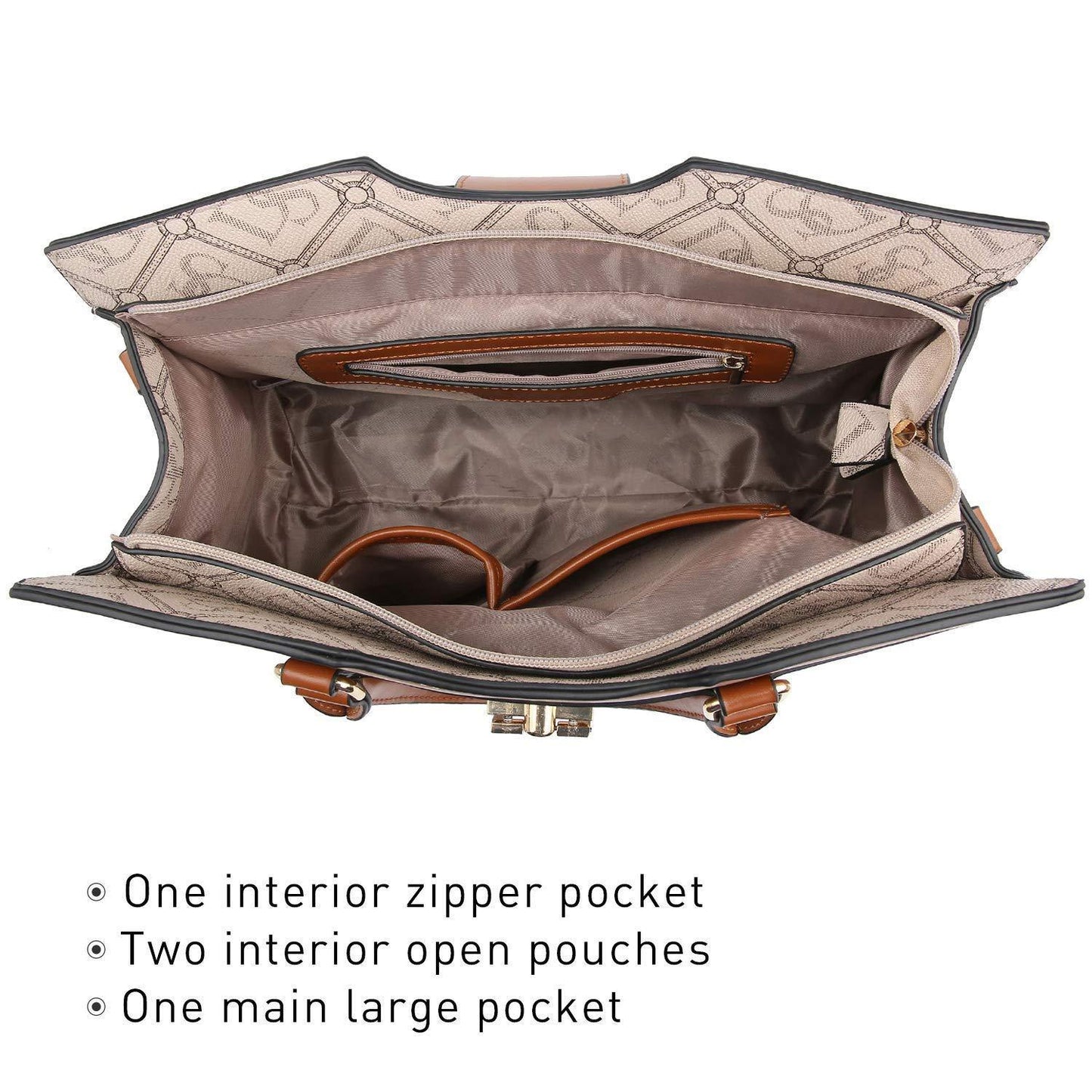 Monogram Flap Satchel with Matching Wristlet - Dasein Bags