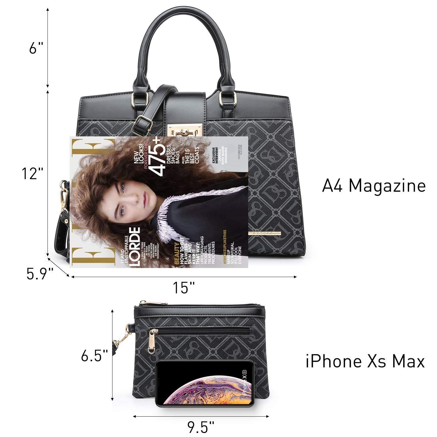 Monogram Flap Satchel with Matching Wristlet - Dasein Bags