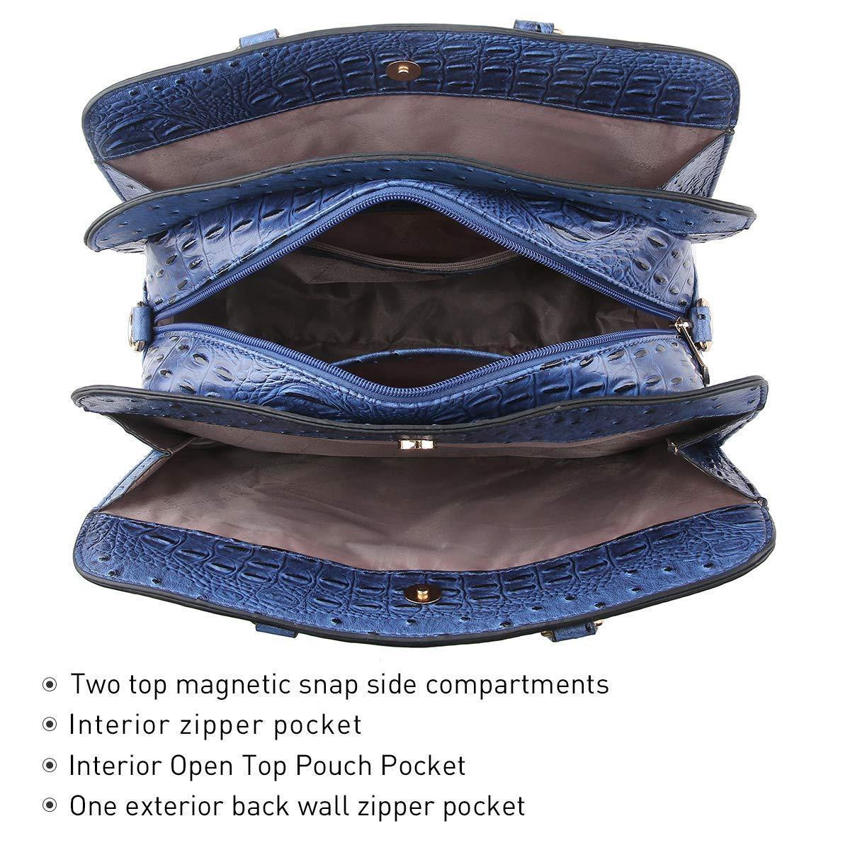 Fashion Embossed Pattern Two Tone Handbag with Matching Wallet l Dasein - Dasein Bags